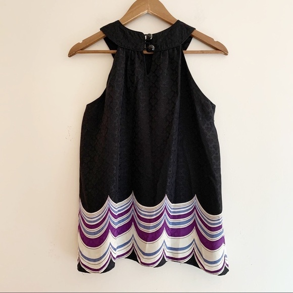 Alice & Trixie Silk Halter Tunic Top Small Black Purple - Picture 3 of 7